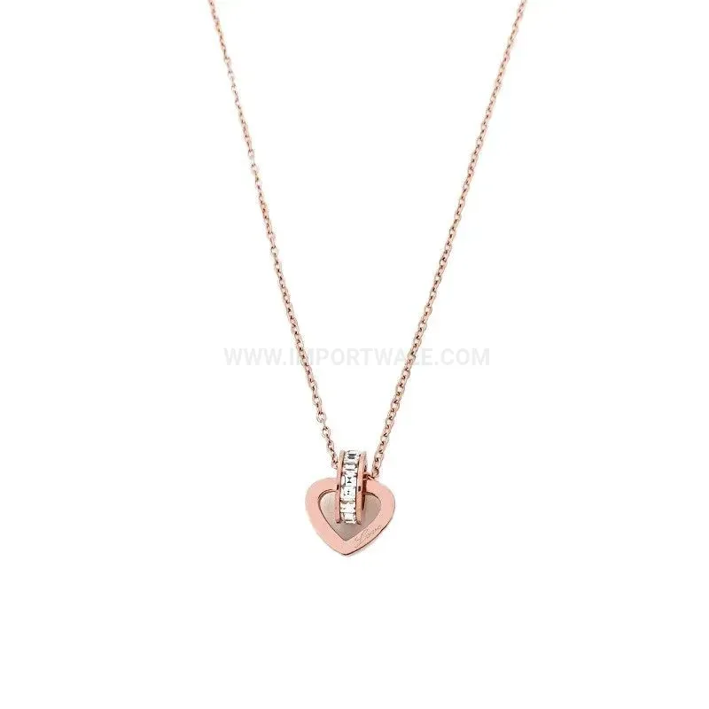 Designer Rose Gold Titanium Steel Heart Pendant Necklace