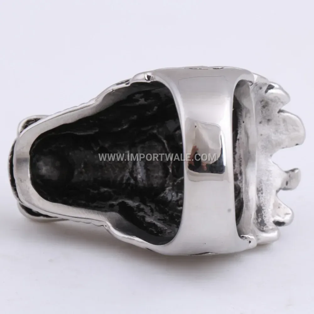 Rhinestone Dragon Head Titanium Steel Statement Ring