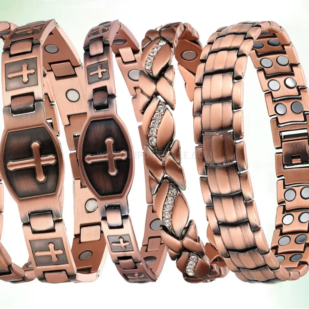 Premium Geometric Copper and Stainless Steel Bio Magnetic Bracelet