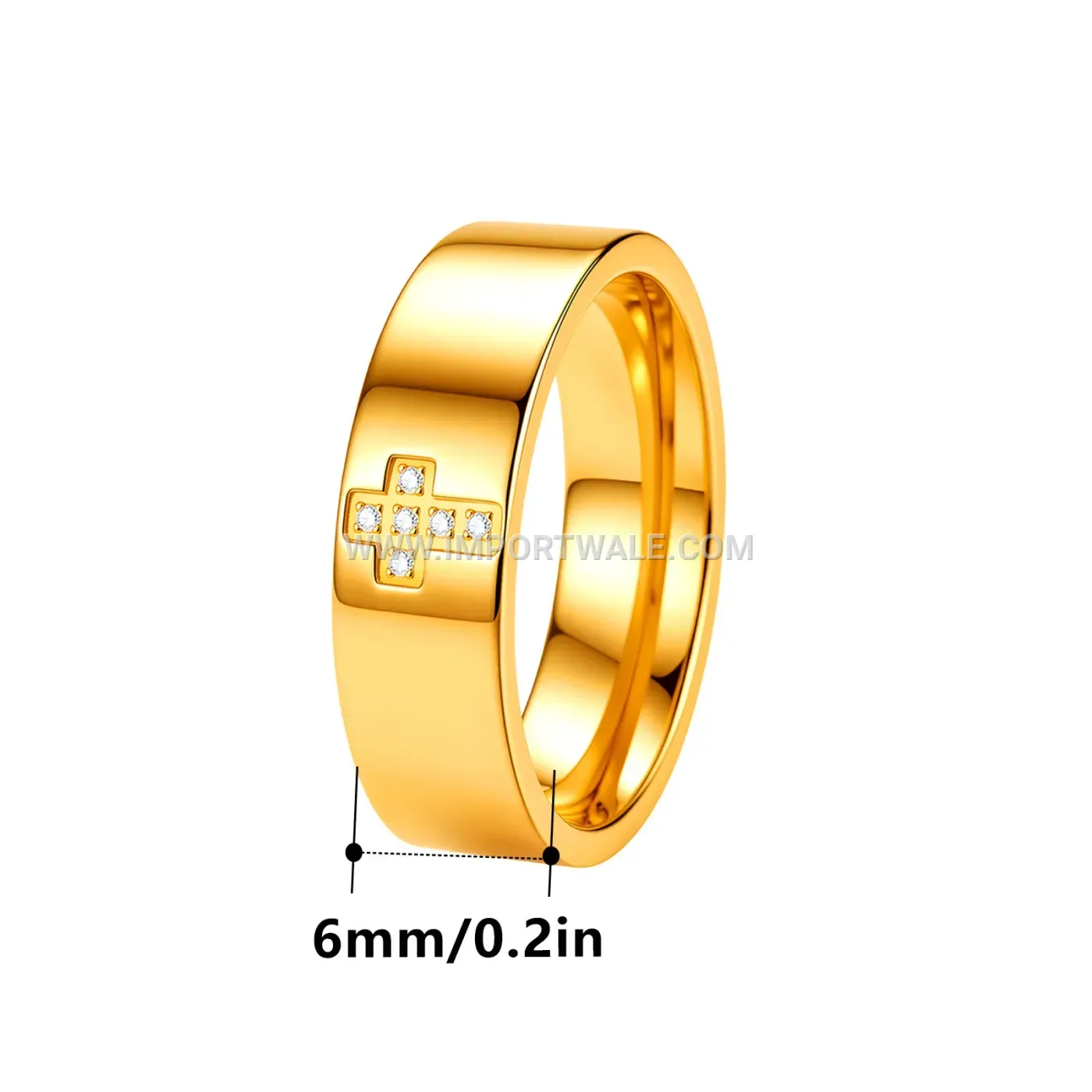 Stainless Steel Pavé Rhinestone Cross Band Ring
