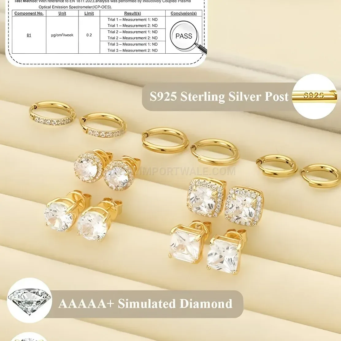Fashion Sparkling Cubic Zirconia Stainless Steel Piercing Earring Set