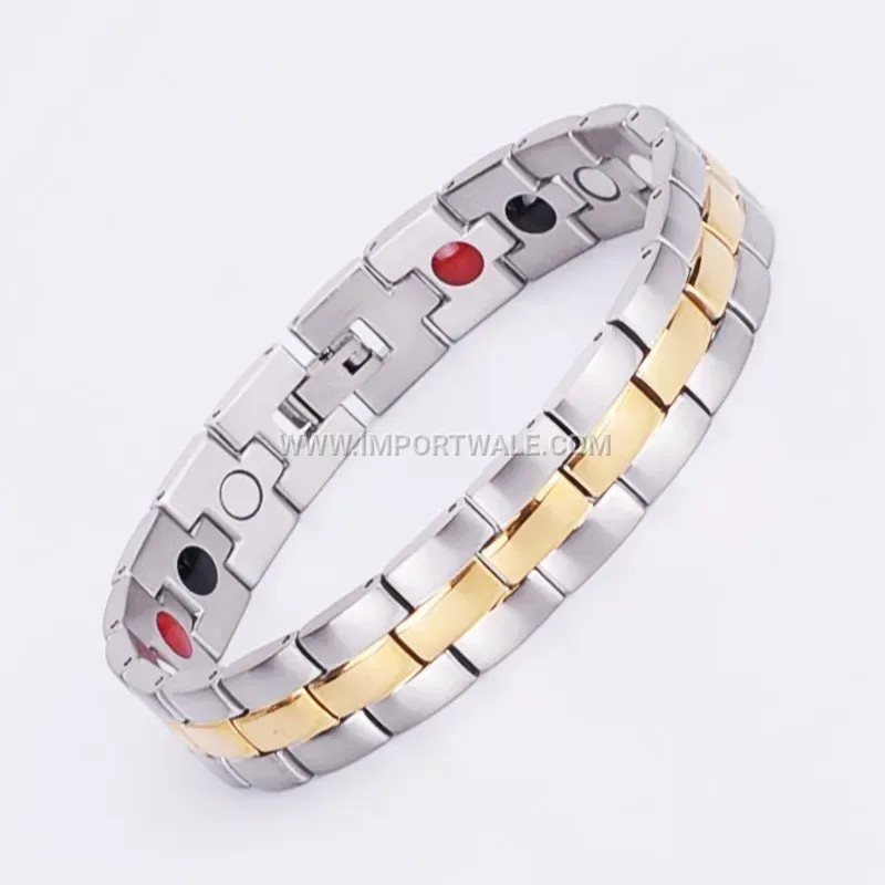 Sleek Geometric Titanium Steel Magnetic Bracelet for Men
