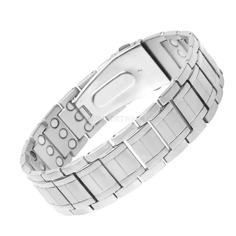Modern Triple Row Magnetic Stainless Steel Adjustable Link Bracelet