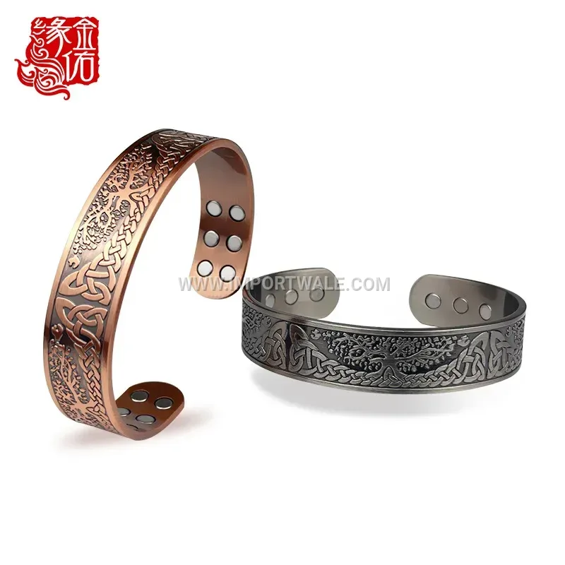 Tree of Life Stamped Copper Magnetic Cuff Bracelet