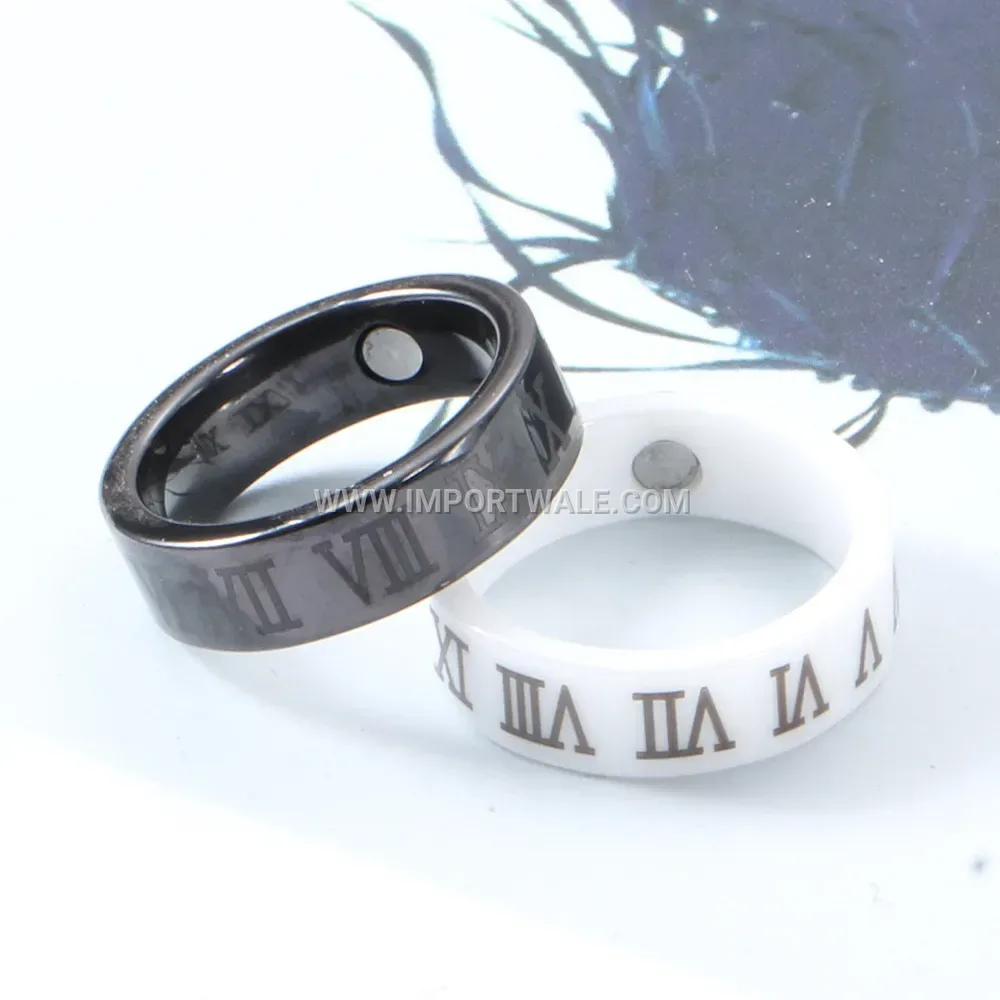 Roman Numeral Zirconia Ceramic Ring