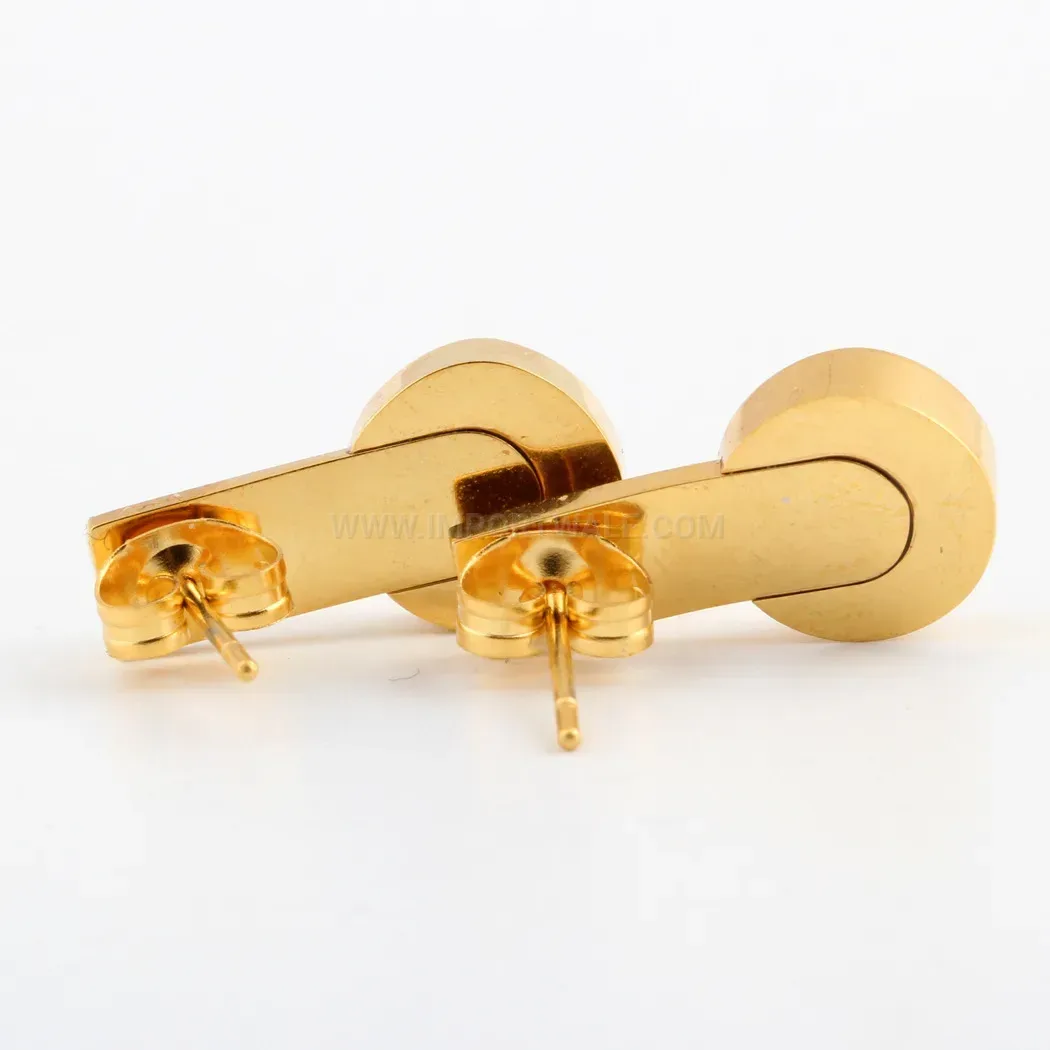 Modern Gold Stainless Steel Geometric Shell Disc Stud Earrings
