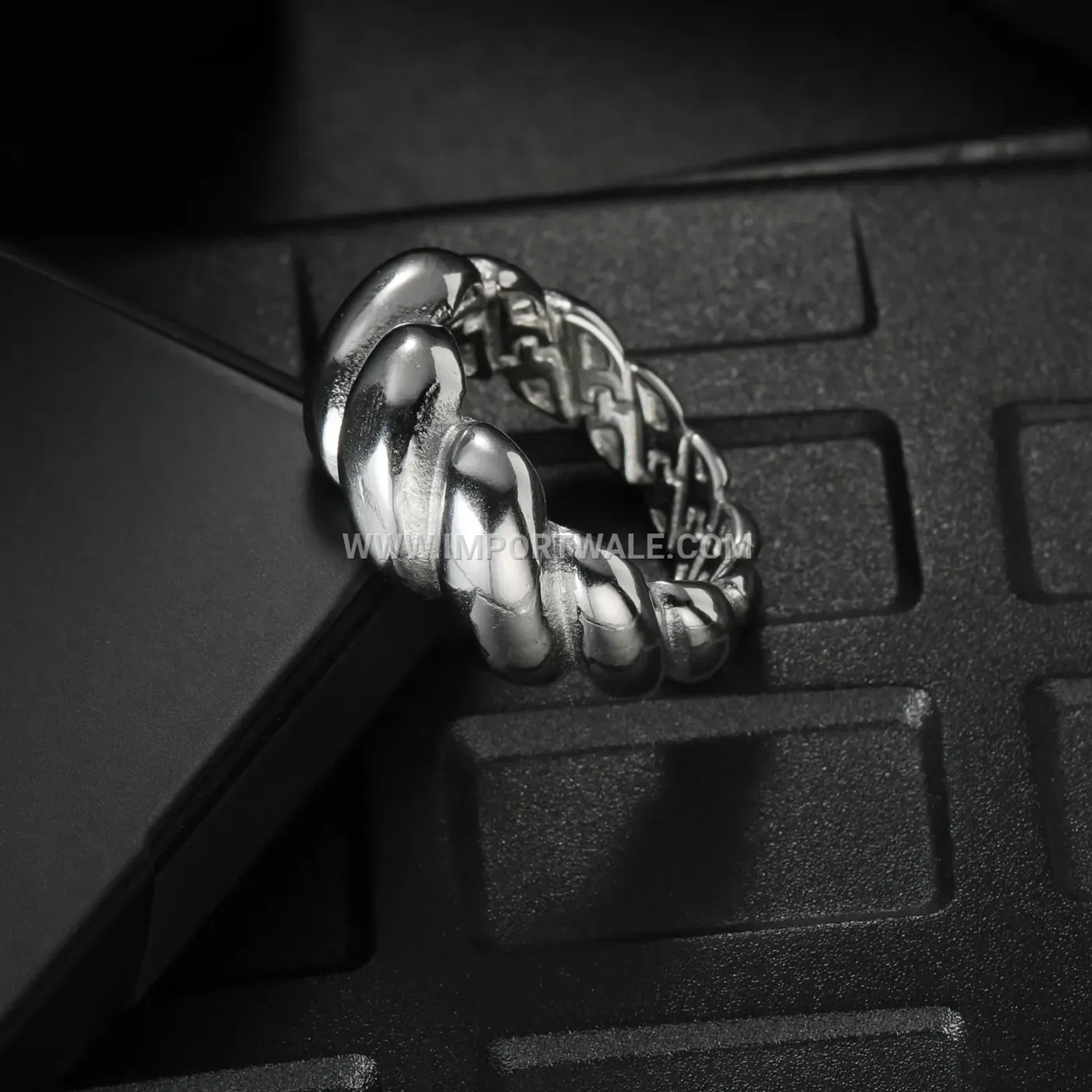 Twisted Rope Titanium Steel Unisex Band Ring