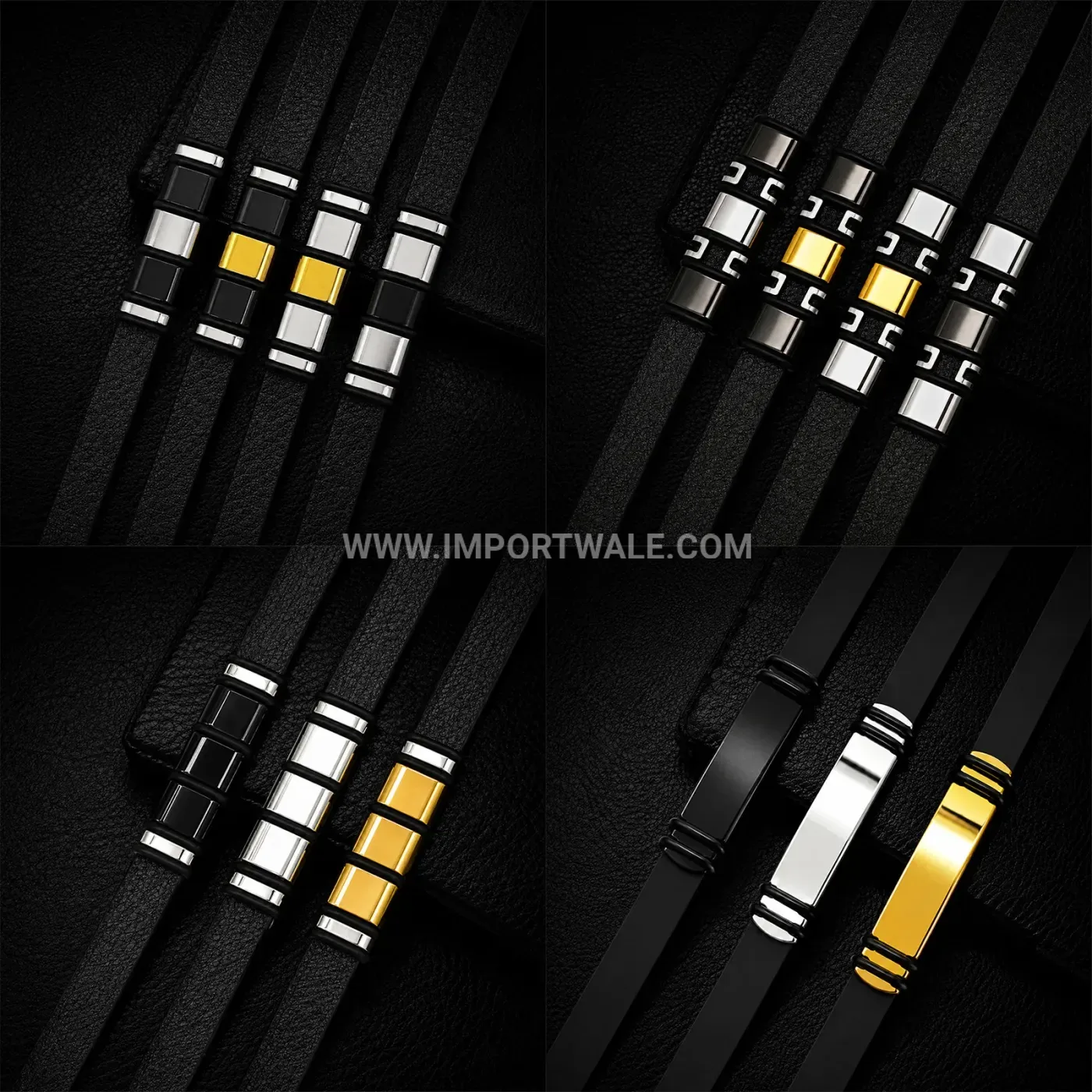 Multicolor Stainless Steel Silicone ID Curved Bracelet