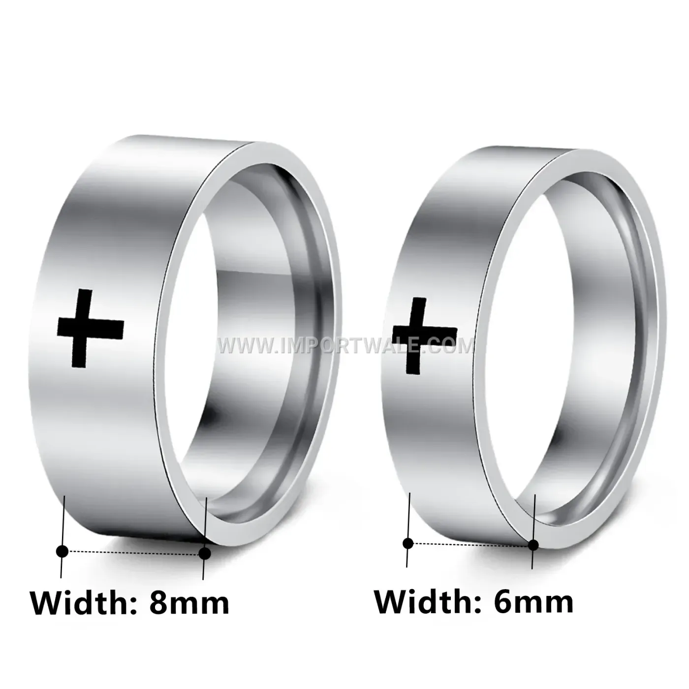 Stainless Steel Cross Motif Band Ring