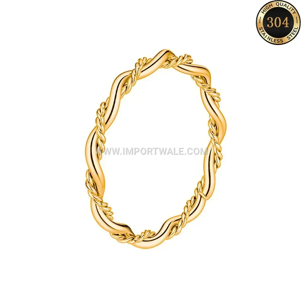 Intertwined Double Strand Twisted Gold Plated Stainless Steel Ring