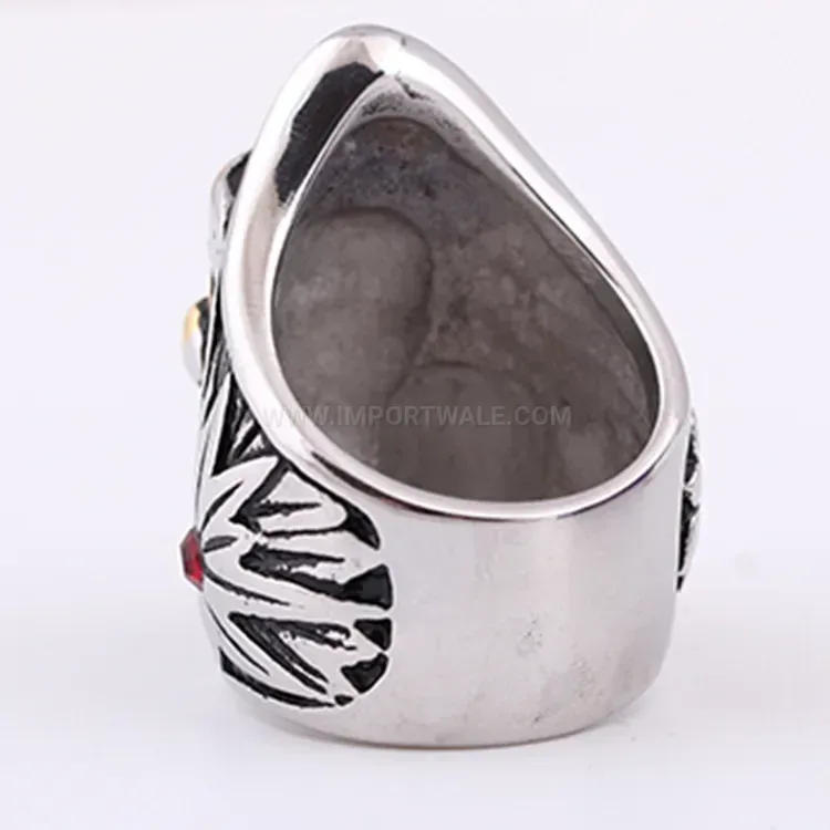 Trendy Distressed Vintage Two-Tone Skull Stainless Steel Men's Ring