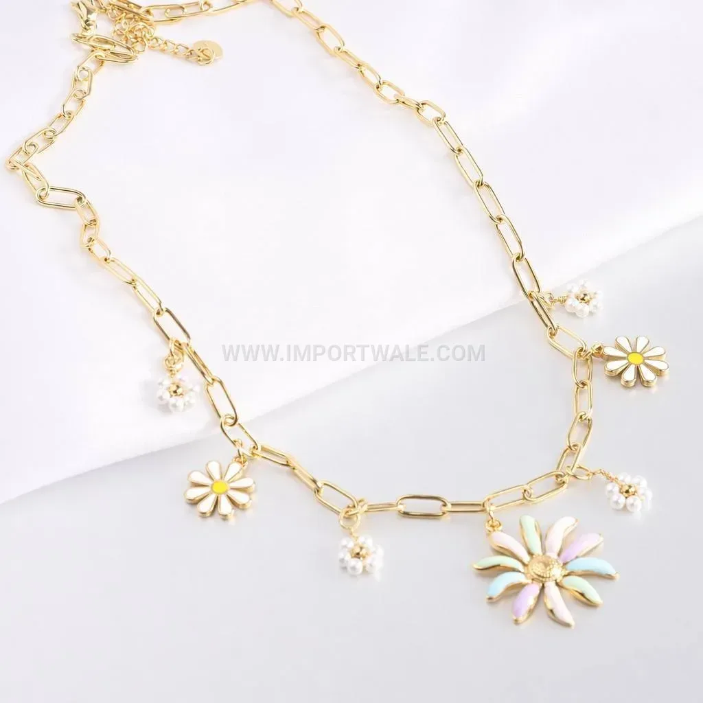 Vintage Heart Pearl Stainless Steel Pendant Necklace for Women