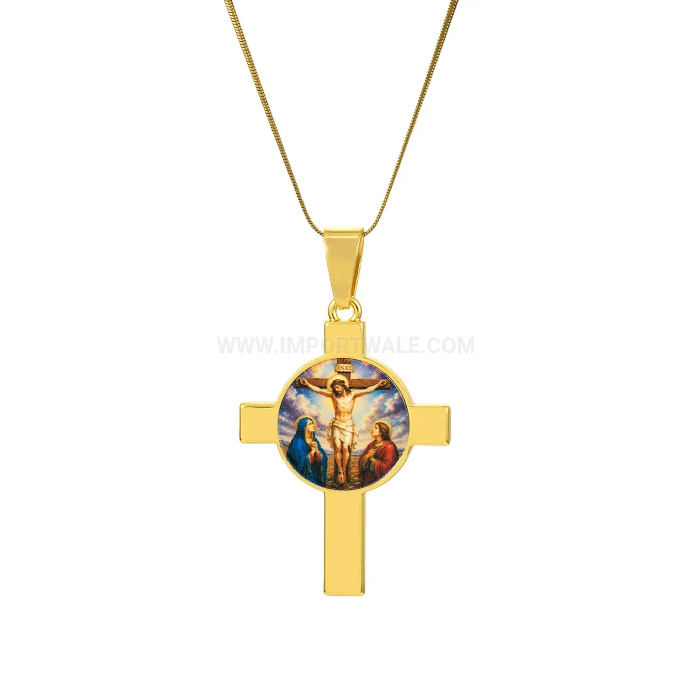 Bold Vintage Cross Portrait Electroplated Zinc Alloy Pendant Brooch Set