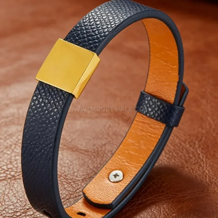 Premium Minimalist Leather Wrap Bracelet with Titanium Steel Clasp