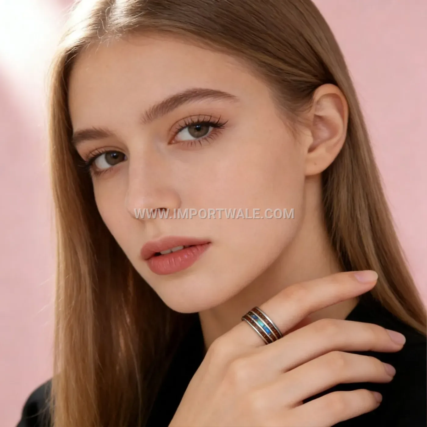 Rotatable Mosaic Stainless Steel Spinner Ring