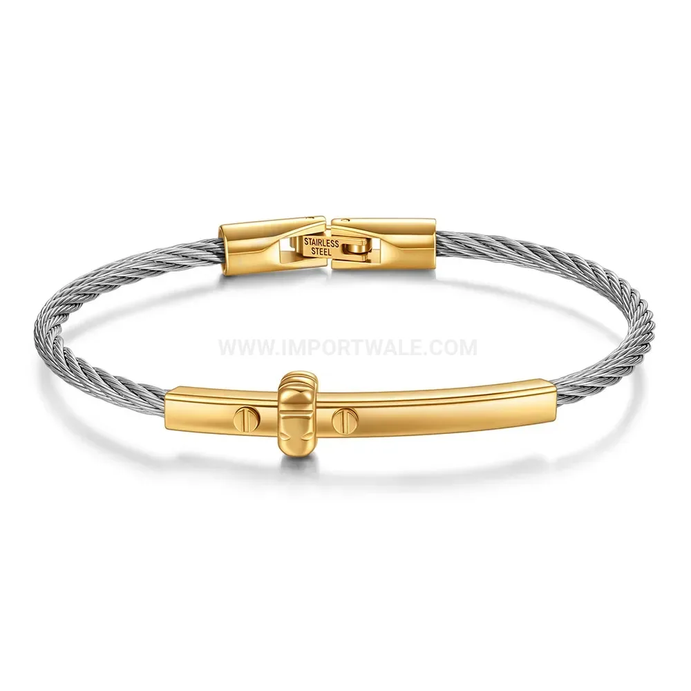Stylish Sleek Stainless Steel Cable Wire Bangle Bracelet With Clasp