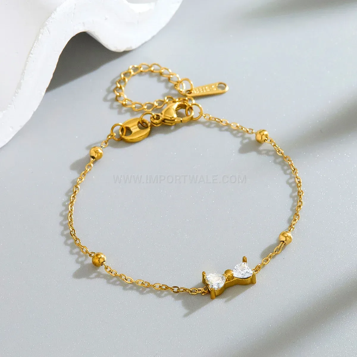 Bold Zircon Bow Tie Stainless Steel Jewelry Set