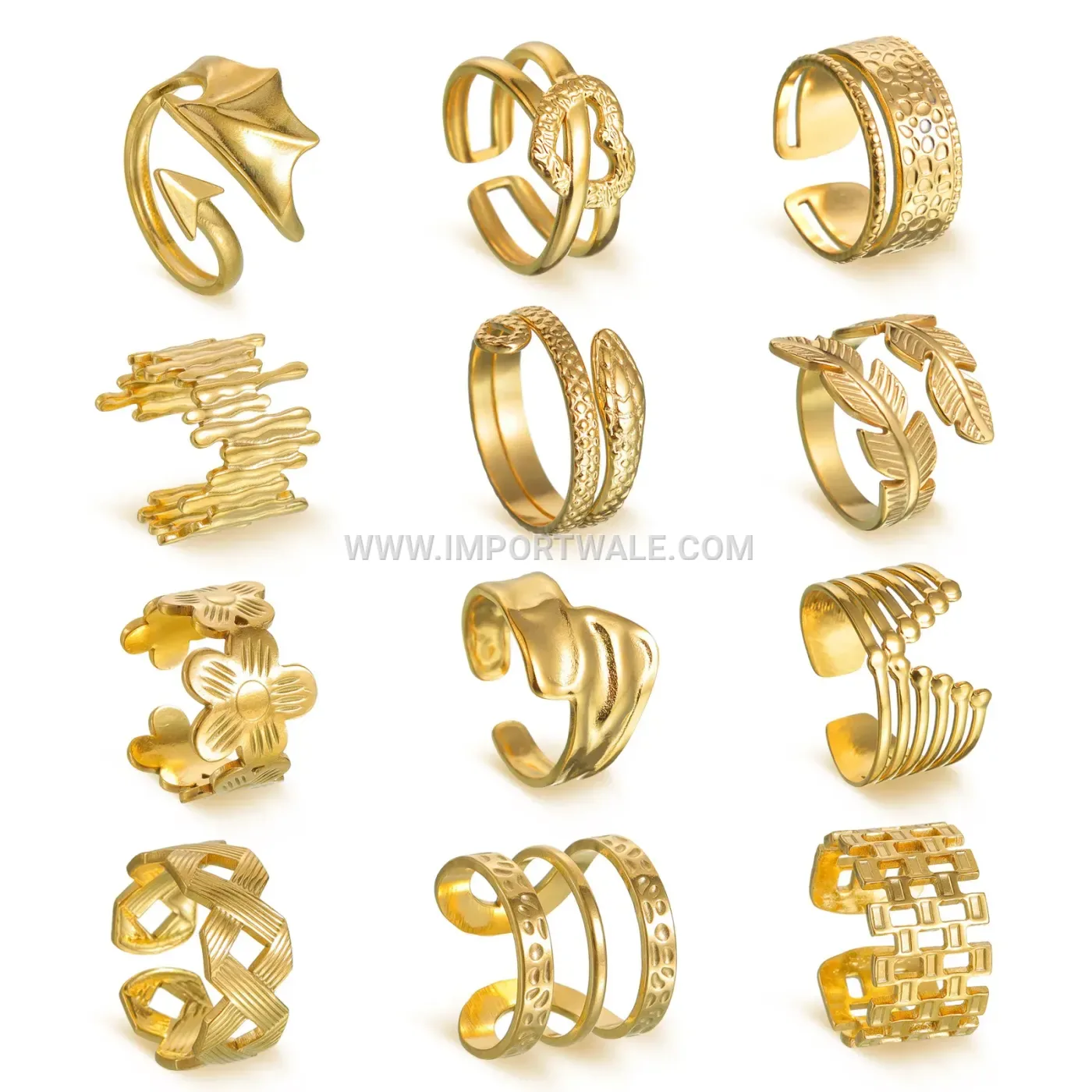 Adjustable Open Stainless Steel Geometric Couple Ring
