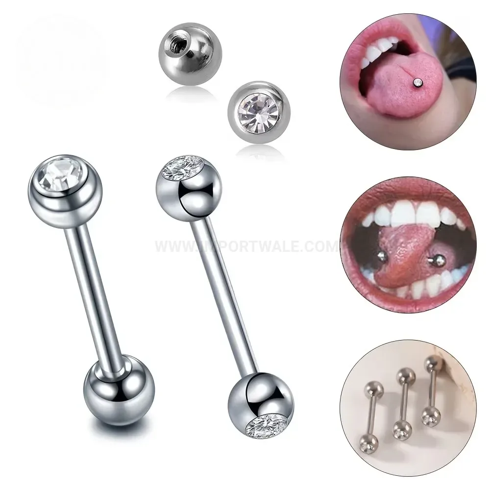 Stylish Minimalist Stainless Steel Rhinestone Bar Piercing Ear Stud Set