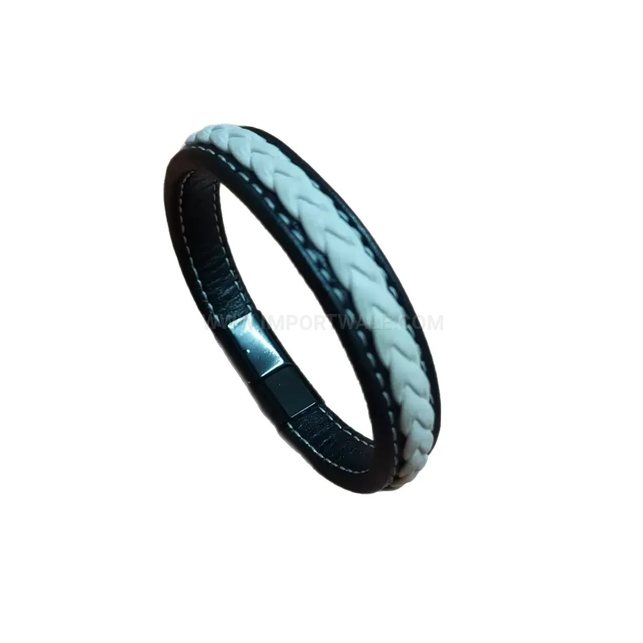 Classic Multicolor Braided Striped Leather Cord Bracelet with Magnetic Clasp