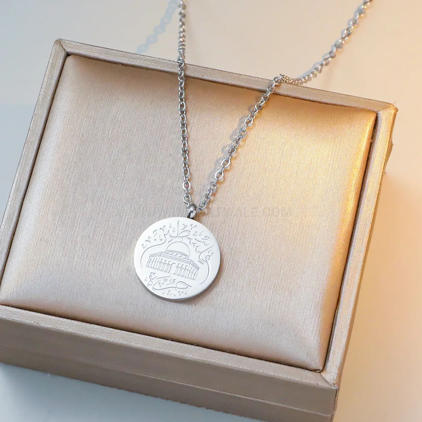 Designer Stainless Steel Al-Aqsa Mosque Islamic Pendant Necklace