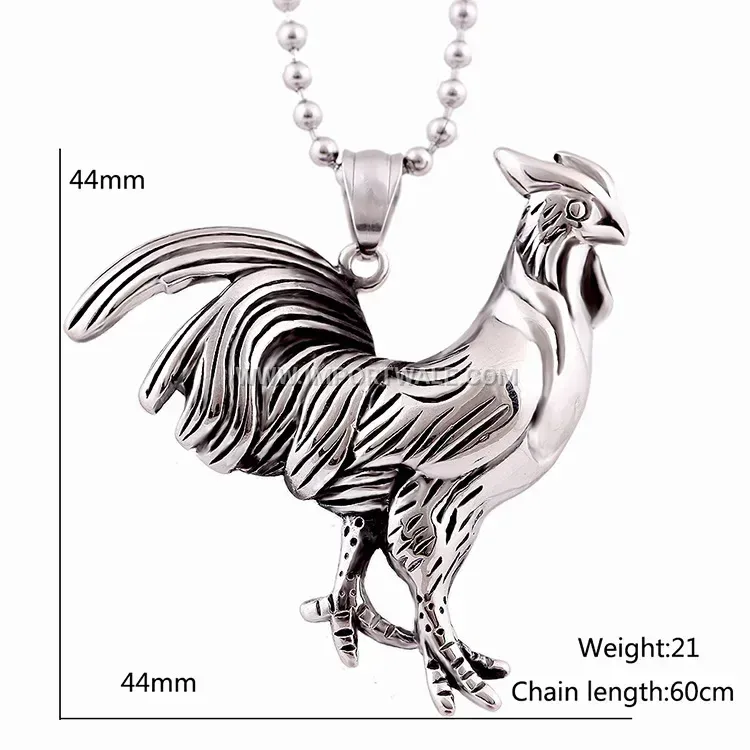 Gallic Rooster Stainless Steel Pendant Necklace for Men