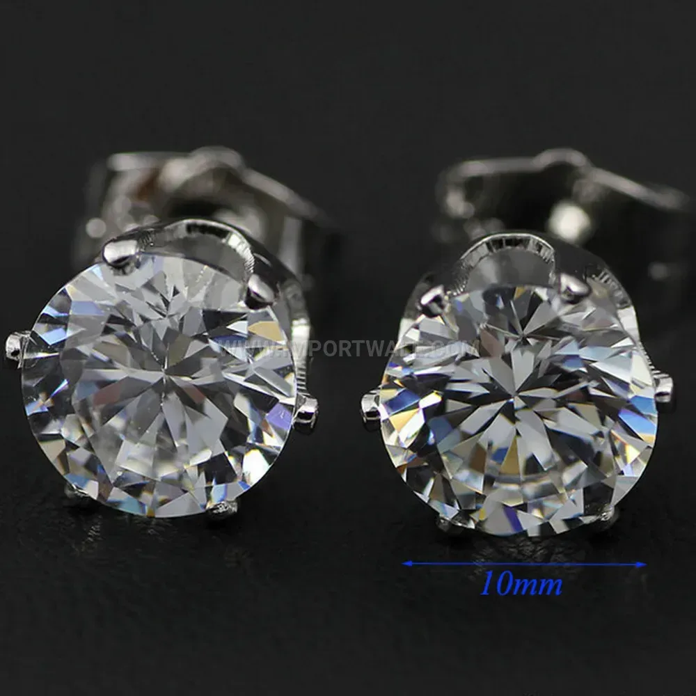 Classic Round Zirconia Inlaid Stud Earrings