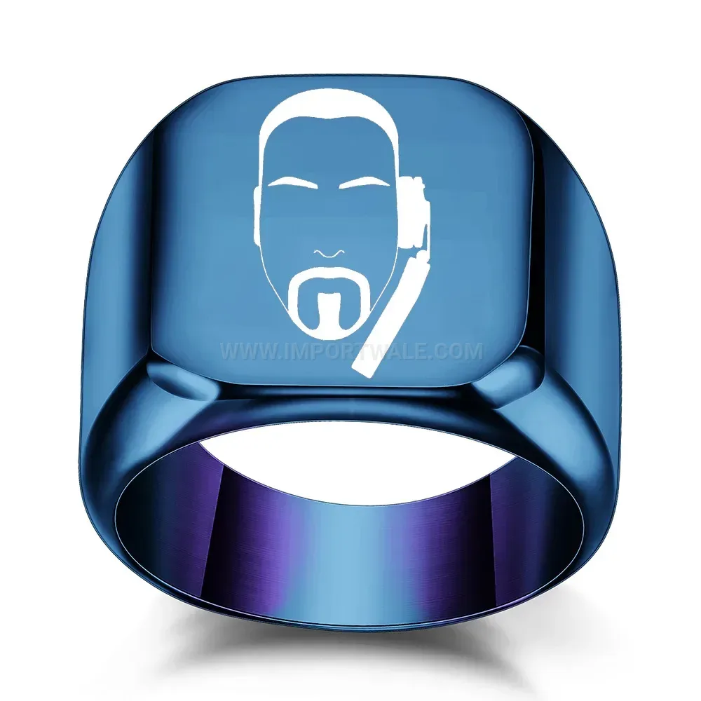Chic Headphones Motif Cast Stainless Steel Square Ring