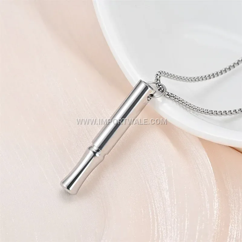 Stainless Steel Mindful Breathing Pendant Link Chain Necklace