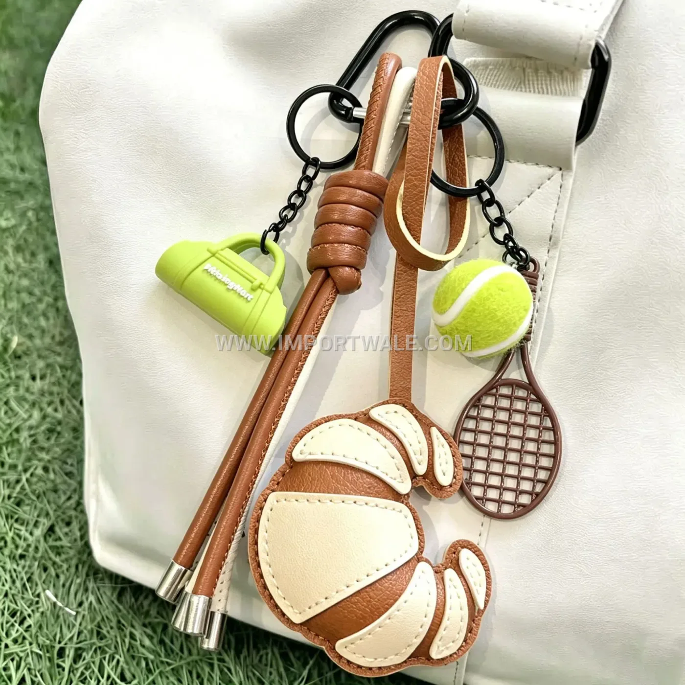 Faux Leather Tennis Sport Bag Creative Key chains Keychain