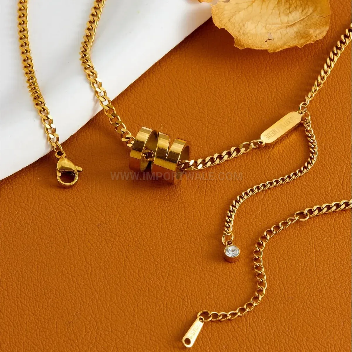 Designer Gold Titanium Steel Cylinder Tassel Charm Clavicle Necklace