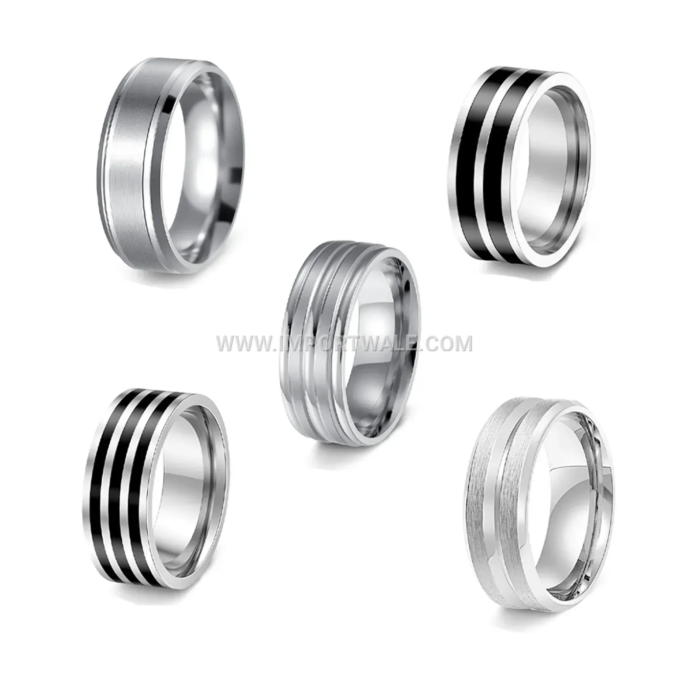 Minimalist Gold Plated Stainless Steel Band Ring Set
