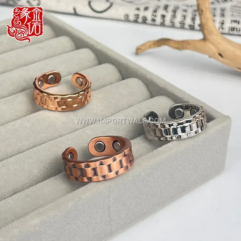 Textured Grid Pure Copper Magnetic Ring