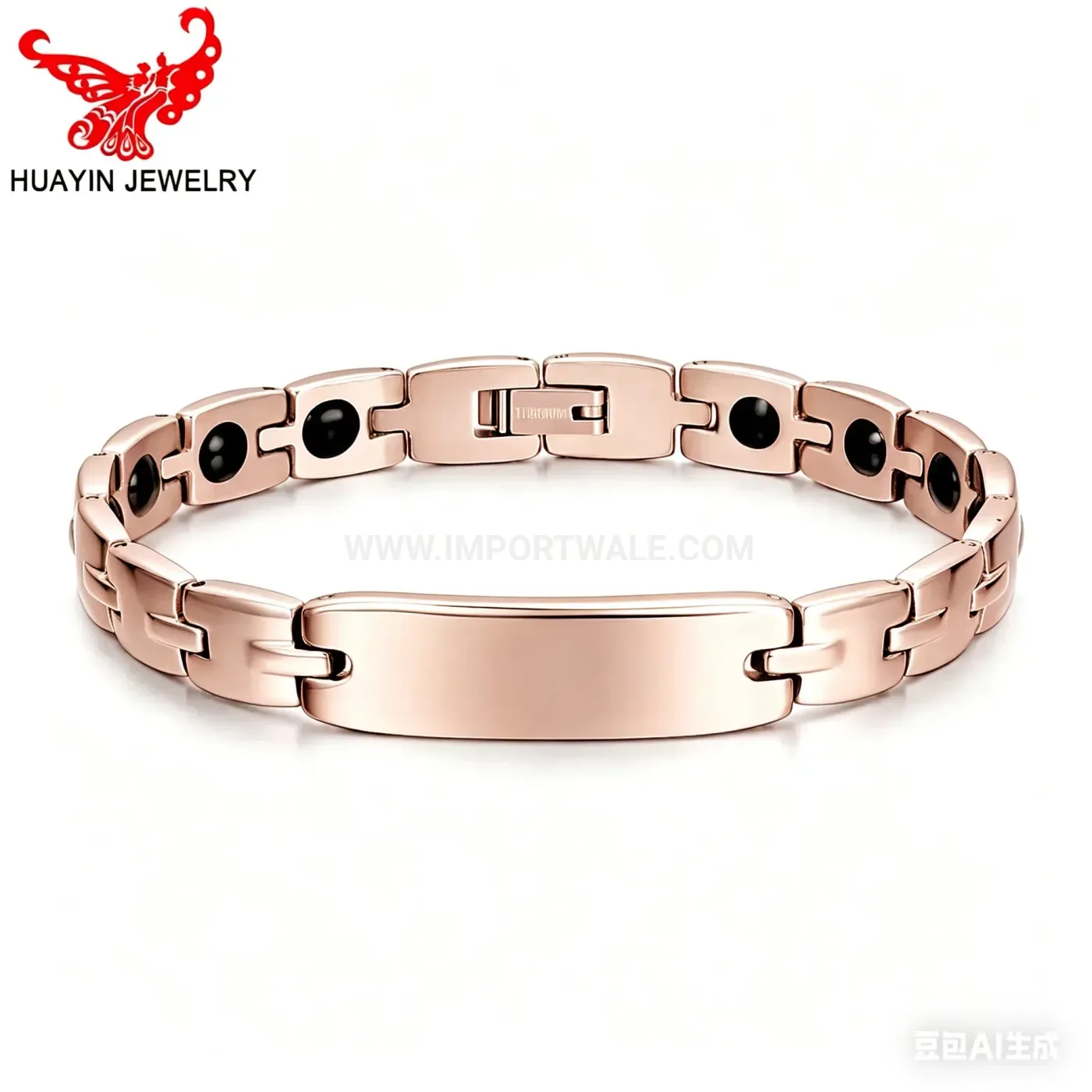 Designer Sleek Titanium Steel Bio Magnetic Couple Bracelet