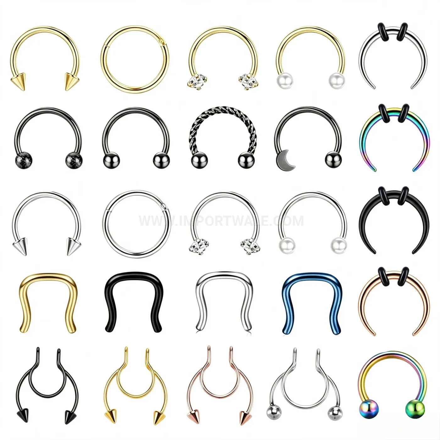 Fashion Stainless Steel Horseshoe Septum Ear Cartilage Piercing Set