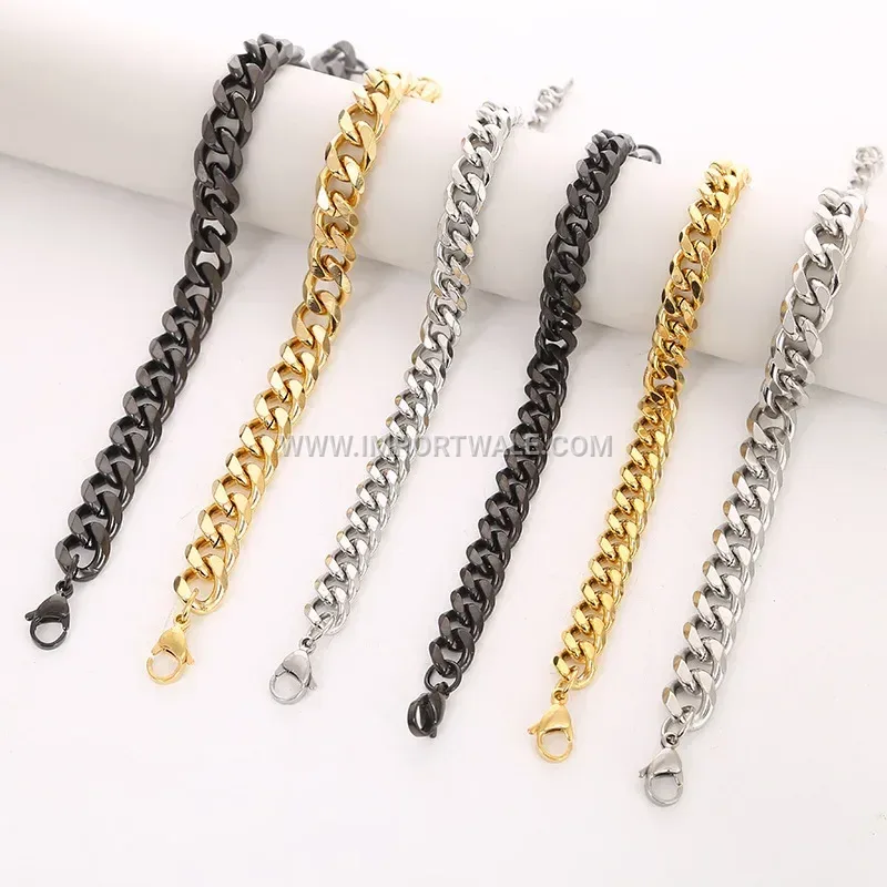 Men's Six-Sided Cuban Stainless Steel Chain Bracelet