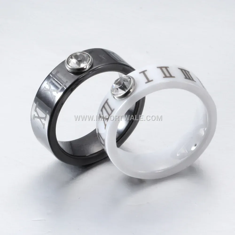 Roman Numeral Zirconia Ceramic Ring