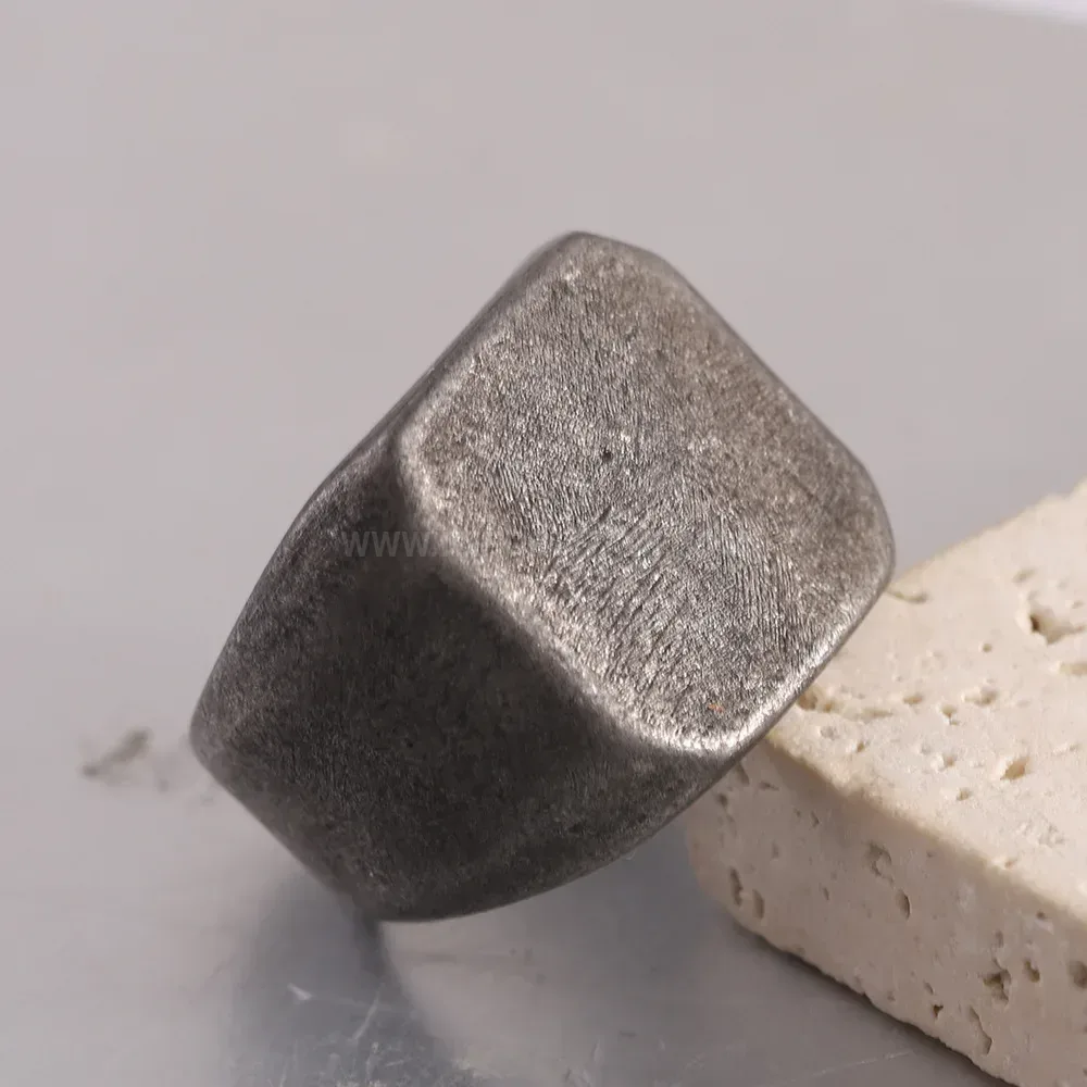 Classic Distressed Geometric Rhombus Stainless Steel Men's Ring