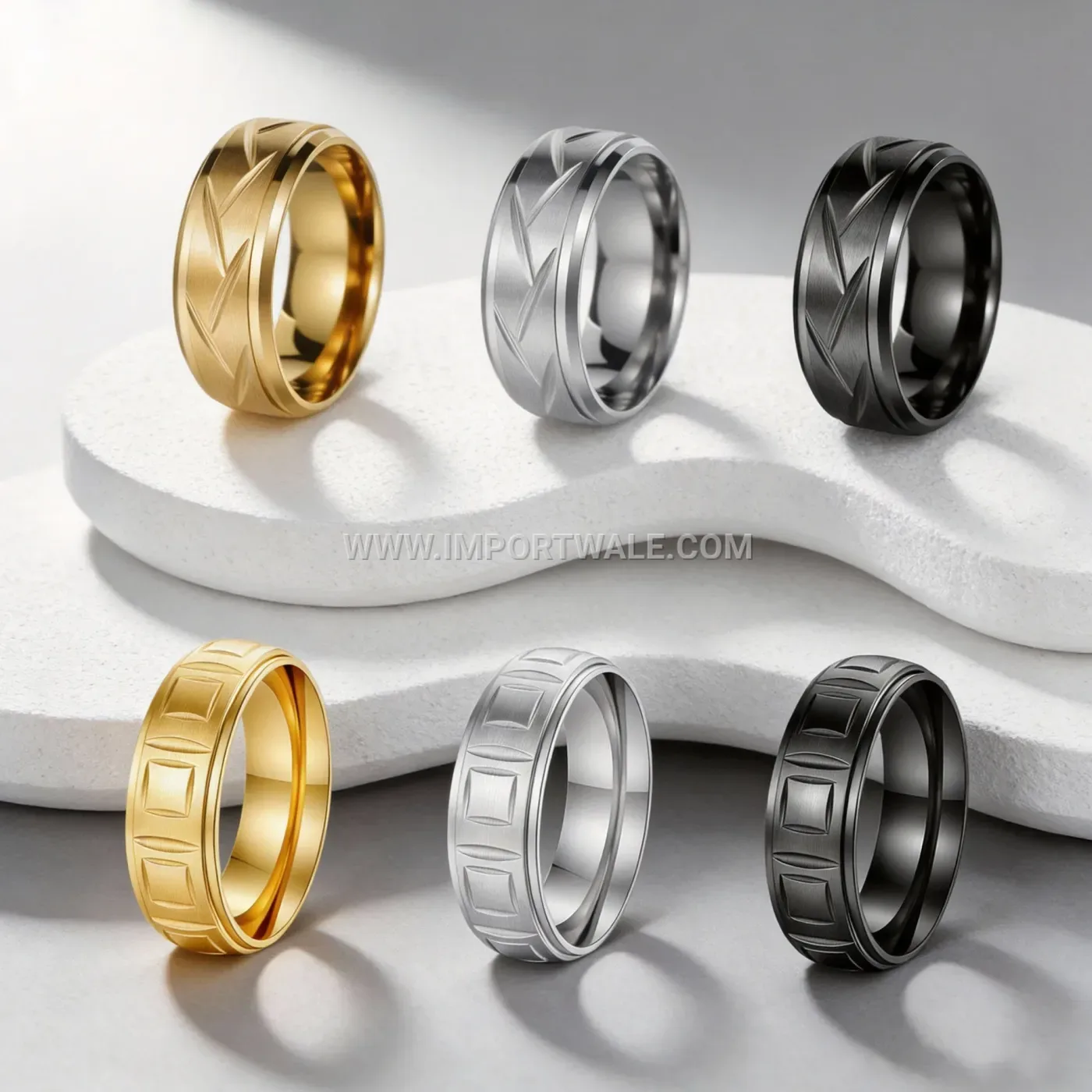 Matte Vintage Pattern Stainless Steel Ring