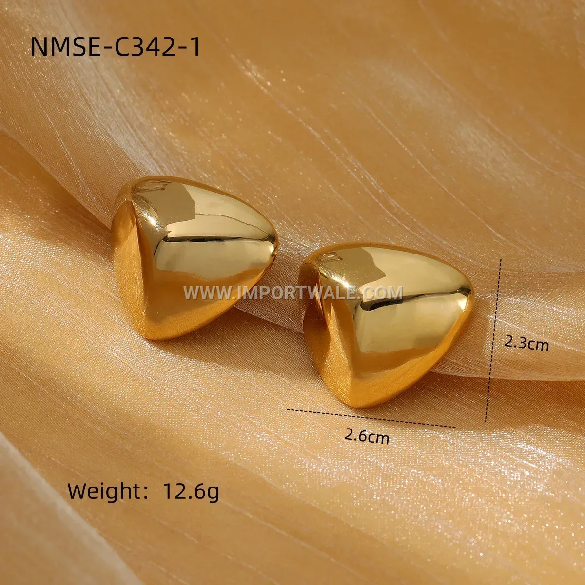 Gold Plated Stainless Steel Heart Clip On Stud Earrings