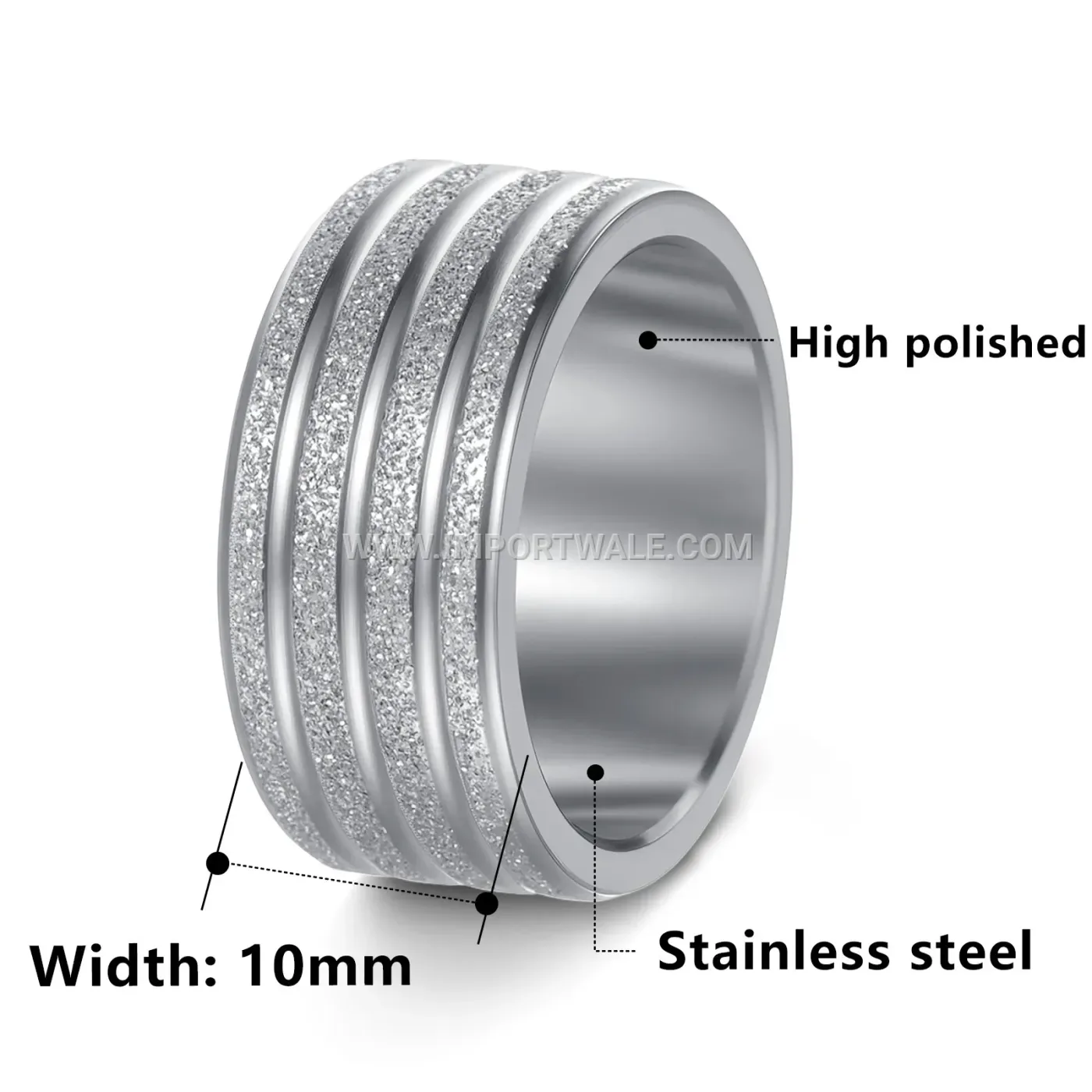 Wide Brushed Stainless Steel Men's Statement Band Ring