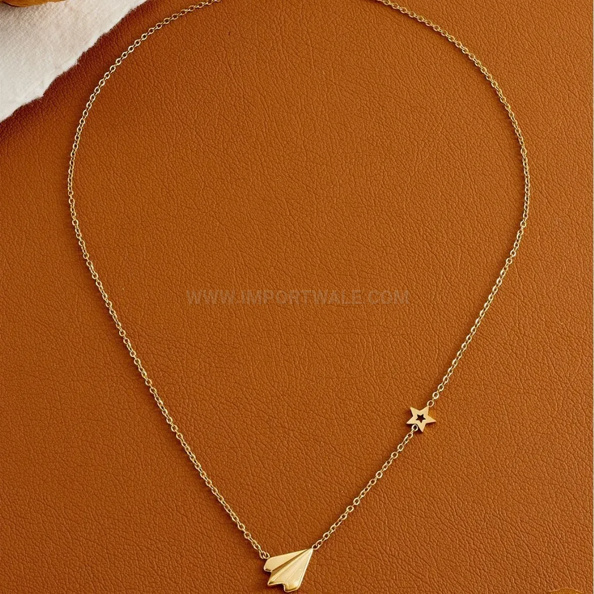 Classic Titanium Steel Airplane Charm Minimalist Chain Necklace
