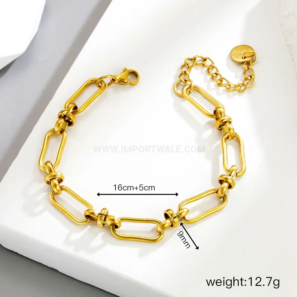 Gold Plated Stainless Steel Paperclip Link Bracelet