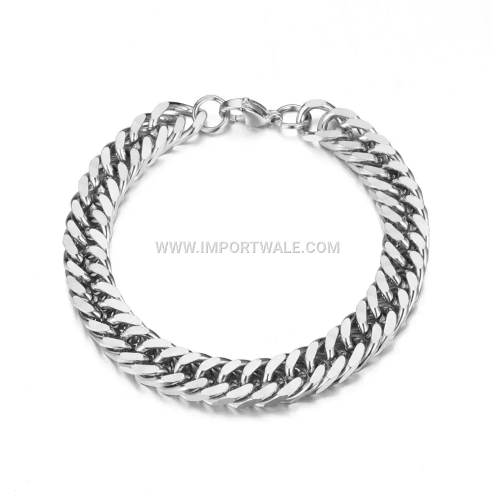 Minimalist Stainless Steel Wave Chain Bracelet With Lobster Clasp