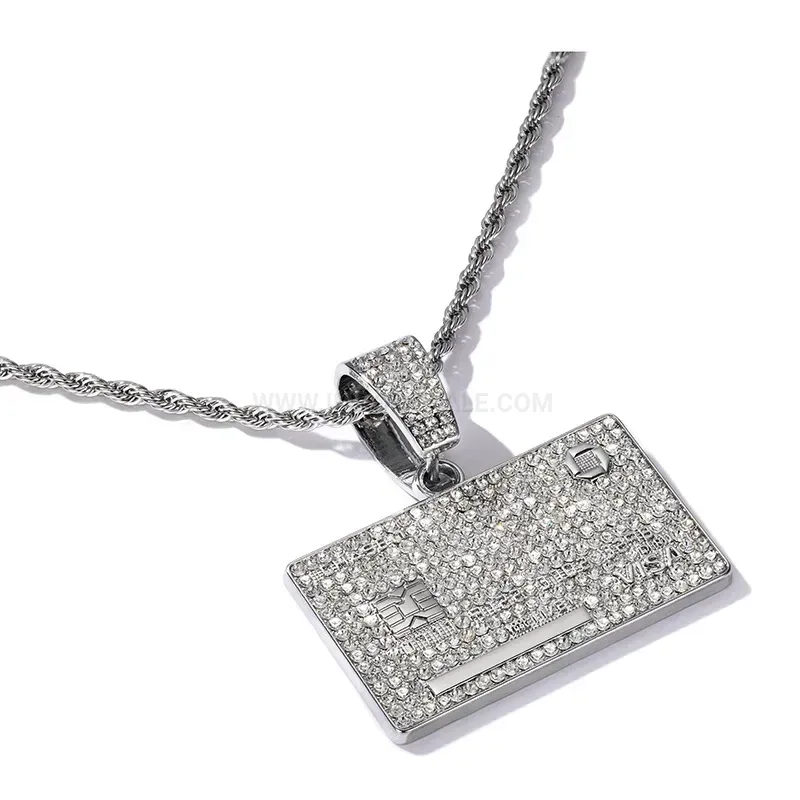 Rhinestone Paved Gold Plated Large Bail Hip Hop Pendant