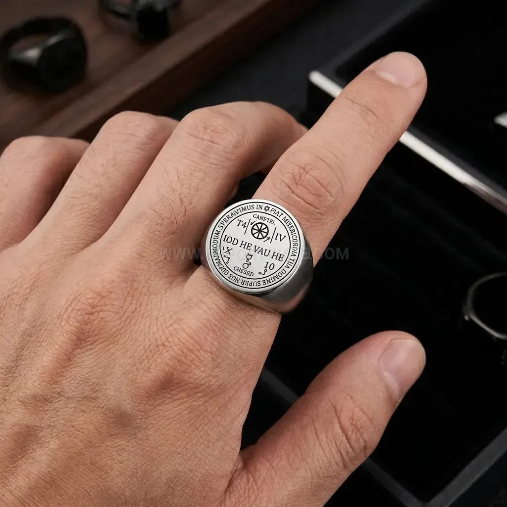 Modern Laser Etched Vintage Rune Cast Stainless Steel Band