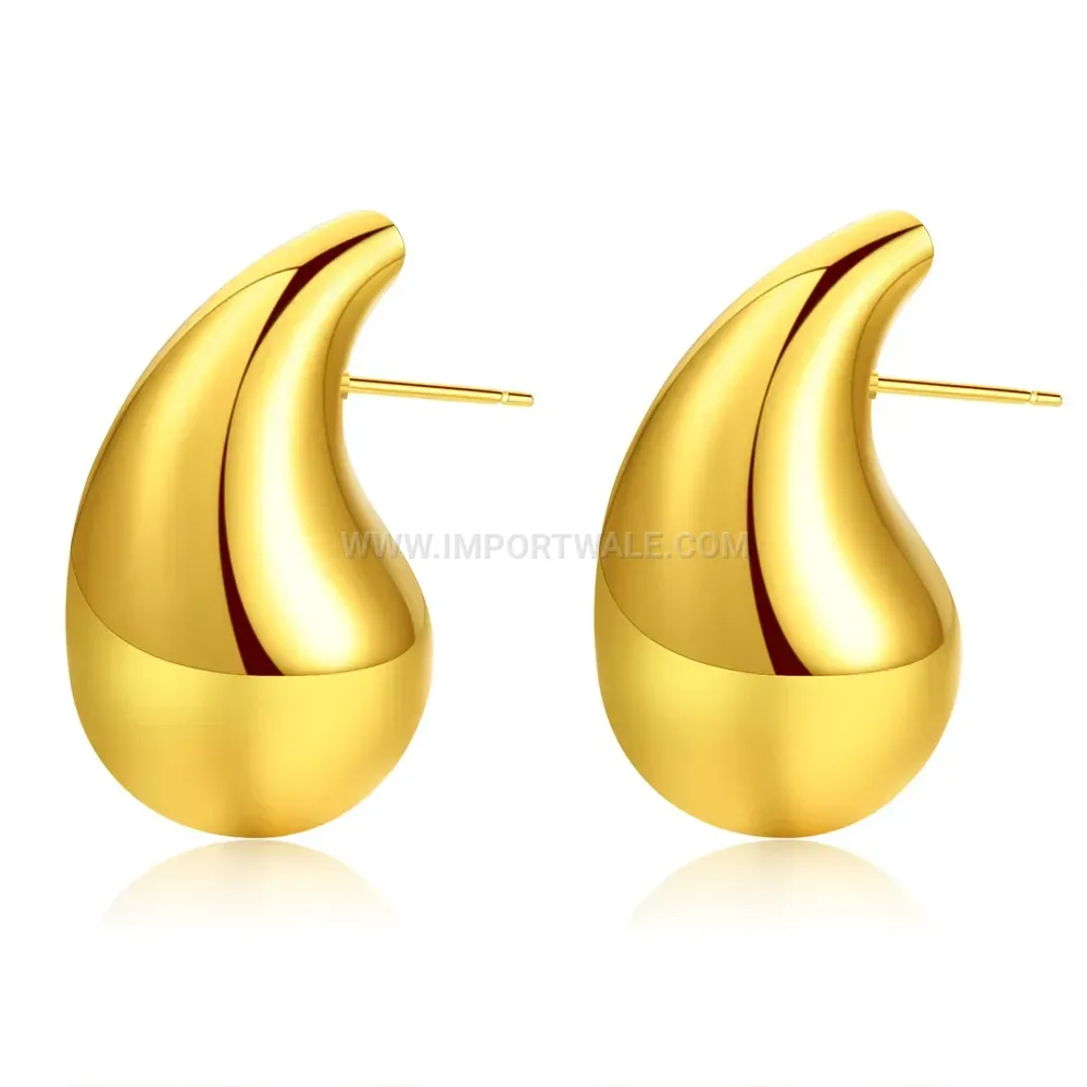 Hollow Teardrop Stainless Steel Stud Earrings