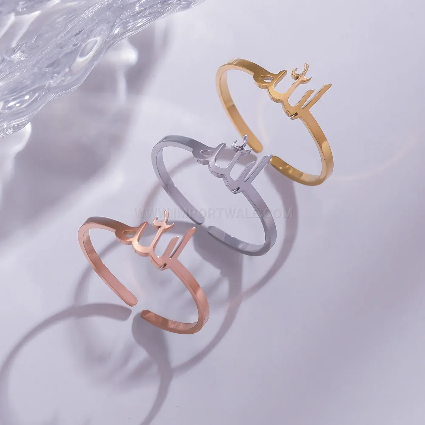Simple Smooth Stainless Steel Islamic Allah Calligraphy Script Band Ring
