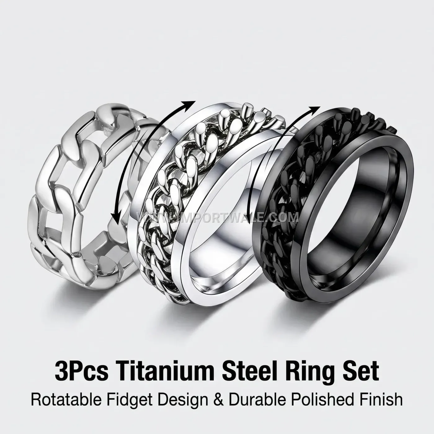 Geometric Stainless Steel Chain Link Statement Ring