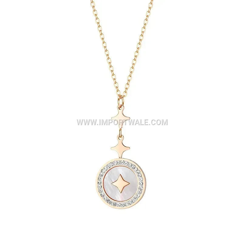 Titanium Steel Star Shell Pendant Link Chain Necklace